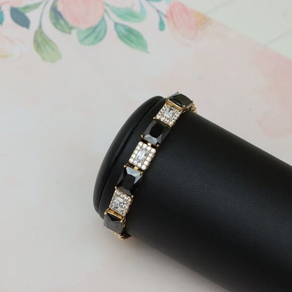 Rose Gold Bracelet with Black and White Stones, XPBL0685 - Picture 7 of 12